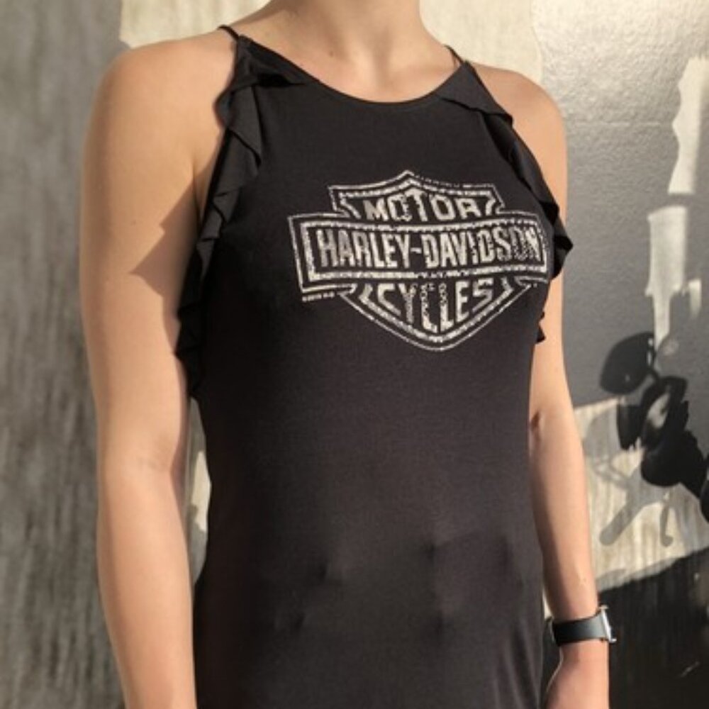 NWT - Harley-Davidson® Women's - Black Long Ruffle Tank XL